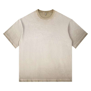 T-shirt vintage pour homme en coton épais, finition délavée, coupe ample, style streetwear, col rond, manches courtes, confortable - Product Image 3