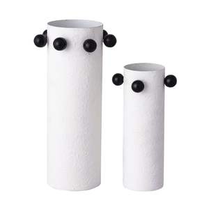 Florero Moderno de Metal Blanco con Cuentas Doradas y Plateadas, Florero Cilíndrico Decorativo de Lujo para Mesa, Decoración para el Hogar y Bodas - Product Image 2