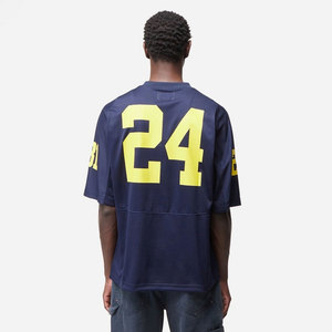 Camiseta Deportiva de Manga Corta con Cuello en V para Hombre, Color Azul Marino, con Estampado Amarillo 09, Corte Regular, Transpirable, de Poliéster - Product Image 2