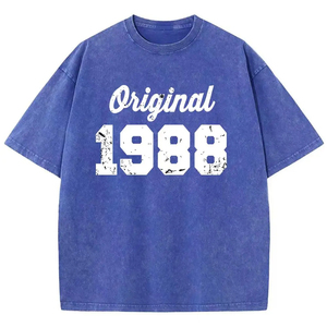 T-shirt original pour homme à manches courtes et col rond, taille plus, 100 % coton jersey respirant, imprimé numérique, motif lettres sur le devant, 1988, 100 - Product Image 5