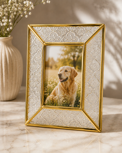 Cadre photo rectangulaire auto-adhésif de luxe moderne en acier inoxydable plaqué or avec verre biseauté, écologique, motifs floraux, pour chambre à coucher et mariage - Product Image 5