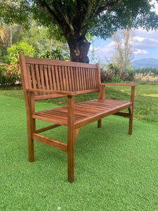 Foldable <b>Wooden</b> Patio <b>Bench</b> 2 Seater Outdoor Garden <b>Bench</b> Slatted Seat Armchair Modern Patio Furniture - Product Image 1