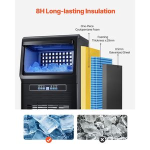 Macchina per il Ghiaccio Professionale da 80 libbre/24H con Capacità di Stoccaggio di 12 libbre, 36 Cubetti di Ghiaccio, 15 Minuti di Produzione, Display Digitale a LED - Product Image 5