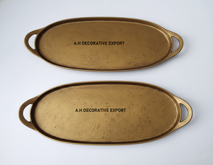 Bandeja de Servir Ovalada de Latón Antiguo, Hecha a Mano, Tamaño Personalizado, Acabado con Recubrimiento en Polvo, Platos Decorativos de Hierro Fundido para el Hogar Moderno - Product Image 2