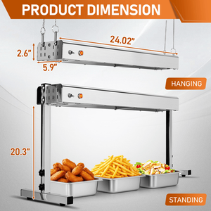 HT 24H Estándar Estadounidense 110V 750W Equipo de Calentamiento Eléctrico de Acero Inoxidable Plateado con Soporte de Cadena, Doble Modo (Calentador Colgante) - Product Image 4
