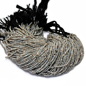 Labradorite 3mm-4mm Rondelle Micro Faceted Natural Blue fire Labradorite Semi Precious Gemstone Silver Coated Beads For Jewelry - Product Image 3
