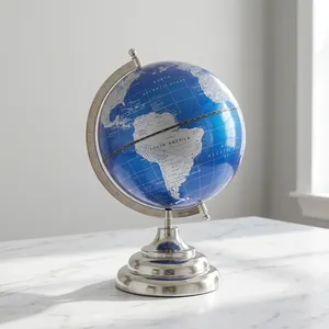 Globo Terráqueo Azul Premium con Base Metálica Giratoria, Globo de Escritorio Educativo con Mapa Geográfico, Decoración para el Hogar y la Oficina - Product Image 4