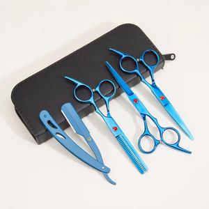 Ensemble de ciseaux de coiffure professionnels pour droitiers en acier inoxydable, finition dorée, légers, réutilisables, étui noir pour cheveux - Product Image 5