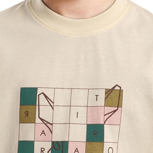Custom Kids Fashionable Grid Graphic T Shirt Cotton Short Sleeve Cream Crew neck Tee Eco-Friendly Cotton - Product Image 3