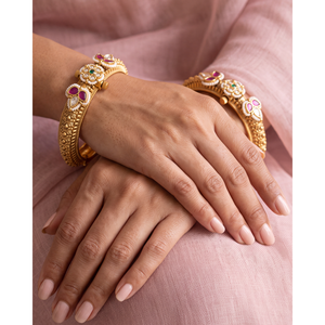 Indian Ethnic Fashion Bangle-Padma Heritage Openable Bangles - Product Image 1