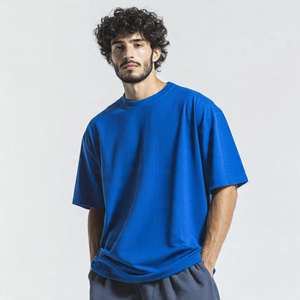 T-shirts streetwear oversize pour hommes, coupe ample et épaisse 250 GSM, épaules tombantes, pour le jogging en extérieur - Product Image 2