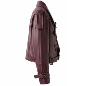 Nouveautés RTS, vestes en cuir véritable bordeaux personnalisées avec logo, produit tendance pour femmes, vestes vintage, streetwear pour femmes, classiques - Product Image 4