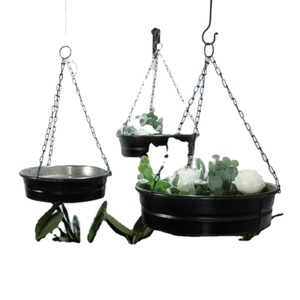 Maceta colgante de Metal nueva con revestimiento negro, maceta colgante Premium de aspecto moderno de alta calidad para el hogar, Hotel, interior - Product Image 1