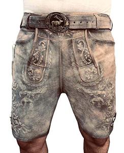 Pantalones de cuero premium para hombre - Elegantes pantalones tradicionales, pantalones tradicionales vintage para el Oktoberfest de cuero nubuck - Product Image 2
