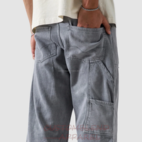 Pantalon cargo baggy en jean délavé pour homme, haute qualité, personnalisé, décontracté, écologique, anti-boulochage, infroissable, 100% coton