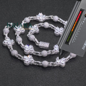 Collar de Moissanita con Cadena de Bolas, Corte Brillante Redondo, Chapado en Rodio sobre Plata S925, Joyería de Lujo para Mujer, Ideal para Bodas - Product Image 3