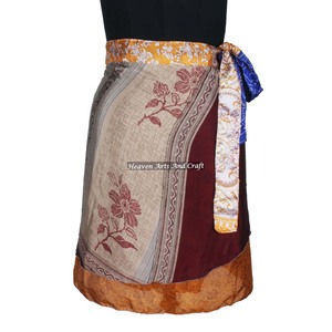 Summer Silk Sarong <b>Beach</b> Pareo <b>Wrap</b> Around Mini Skirt Plus Size Feature Women's Hippy Silk Sari Magic <b>Wrap</b> Skirt Casual Style - Product Image 1