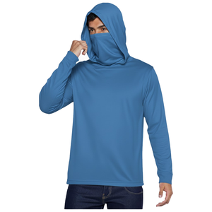 Chemise à manches longues à capuche pour homme, protection UV, couleur unie, polyester, pull-over, vêtements de pêche, haut anti-UV performant - Product Image 6