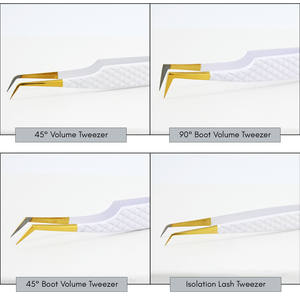 Pince à épiler professionnelle d'extension de cils à pointe de fibre nouvelle pince à épiler individuelle de Volume d'extension de cils blancs pour l'acier inoxydable - Product Image 3