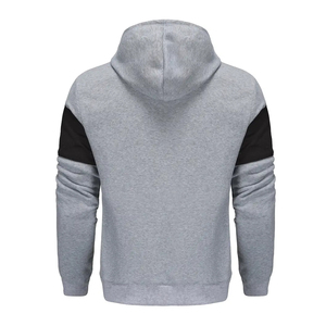 เสื้อฮู้ดดี้สีดำใหม่ บริการ OEM กำลังเป็นที่นิยม เสื้อฮู้ดซิปสีเทาสำหรับผู้ชาย แขนเสื้อแบบแร็กแลน สีพื้น ทรงลำลอง ใส่สบาย - Product Image 2