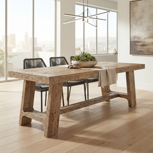 Mesa de Comedor Rectangular de Madera Sólida, Estilo Rústico Moderno, Patas en Forma de A, Estilo Teca Natural, Muebles para Comedor - Product Image 3