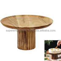 Support à gâteau rond en bois avec perles en bois Design support à gâteau plateau sur pied présentoirs de ferme pour café-bar, décor de cuisine
