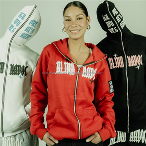 Chándales acampanados de algodón Y2k 100% de alta calidad con logotipo personalizado OEM, sudadera ligera con capucha y cremallera con estampado de invierno y sartenes acampanados - Product Image 2