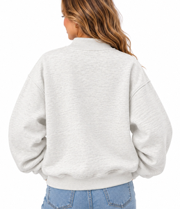 Custom Women’s Oversized Mock Neck Pullover Ribbed Collar Varsity <b>Letter</b> <b>Applique</b> Embroidered Winter Sweatshirt - Product Image 4