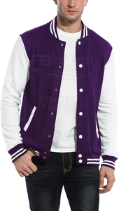 Blouson matelassé en polaire pour homme, style streetwear hiver, coupe slim, uni, type varsity/baseball, avec col montant, écologique, vente en gros OWM - Product Image 2