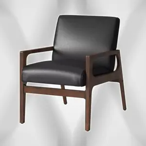 Vente en gros élégant fauteuil en cuir à un bras chaise de loisirs avec coussin amovible en mousse noire solide pour le salon de l'hôtel - Product Image 1