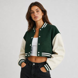 Chaqueta universitaria corta para mujer, cómoda, con costuras duraderas y estilo clásico inspirado en la universidad para uso diario. - Product Image 6