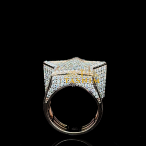 Bague de cocktail TASNIM en argent 925 plaqué or rose avec moissanite VVS en forme d'étoile pour homme, sertie à griffes, taille brillant rond, luxe - Product Image 4