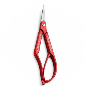 Ciseaux de barbier rouges en acier inoxydable, lame tranchante, pour droitiers, pliables, légers, outil de coupe pour coiffure et couture - Product Image 1