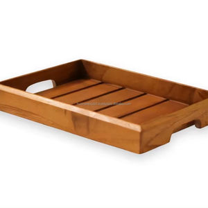 Plato de comida en forma de rectángulo personalizado al por mayor bandeja de servicio de madera natural hecha a mano para el hogar para servir comida decorativa - Product Image 1