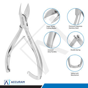 Accuram Coupe-ongles et pince à cuticules robustes pour orteils, à mâchoires larges et affûtées en acier inoxydable, pour podologie, avec verrouillage arrière - Product Image 2