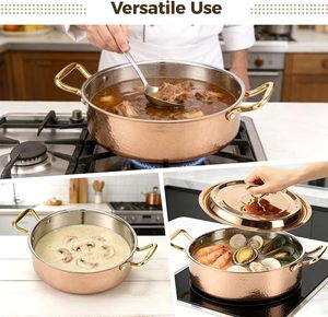 Elegante Olla Térmica de Acero Inoxidable, Recipiente para Calentar Alimentos, Tapa para Cacerola, Doble Pared Aislada, Apta para Lavavajillas, 24 cm de Diámetro - Product Image 4