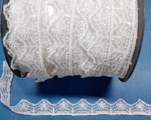 Velo de novia de organza 100% nailon, transpirable, de secado rápido, elástico, con bordado floral blanco, de las más vendidas. - Product Image 2