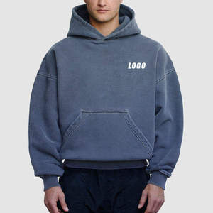 เสื้อฮู้ดดี้ผู้ชายลายโลโก้แบบทำเก่าสไตล์วินเทจ ผ้าฝ้ายฟอกสี ลวดลายสาดสี  ทรงโอเวอร์ไซส์  ผ้าฟลีซ  เป็นมิตรต่อสิ่งแวดล้อม - Product Image 3