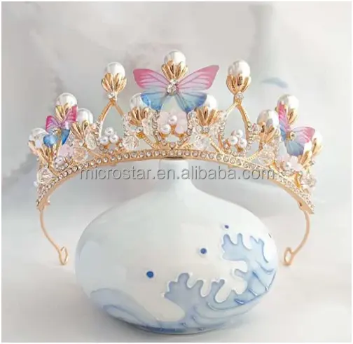 Children Hairbands Tiaras And Crown Butterfly Hair Accessories For Girls Princess Birthday Party Luxury Fine Gift