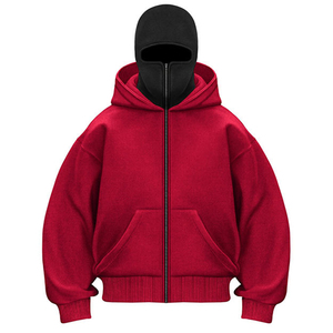 Nuevas llegadas: Sudaderas con capucha unisex personalizadas con cremallera completa, estilo urbano, extragrandes, lisas, con capucha tipo pasamontañas con cremallera completa para hombre - Product Image 3