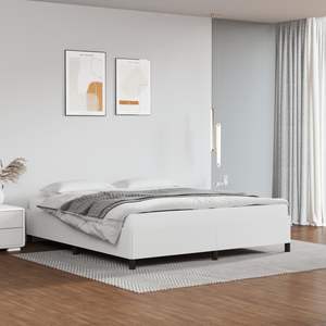 Base de Cama King Size Tapizada en Cuero Sintético Blanco, Madera Sintética con Base de Contrachapado, Tapicería de Cama Duradera y Elegante - Product Image 1