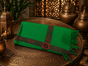 Green Embroidered Wool Kashmiri Shawl for Women Winter Scarf Long <b>Wrap</b> with Tassel Border Custom Logo - Product Image 3