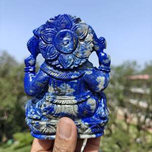 Statue de Ganesha en lapis-lazuli bleu afghan sculptée à la main, figurine en pierre précieuse sculptée pour la décoration de la maison, cadeau - Product Image 5