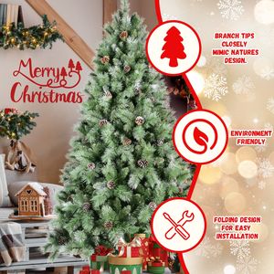 Albero di Natale Robusto da 1,5 m con 51 Pigne e 694 Punte, Rami Misti in PVC Rigido, Struttura a Cerniera per Facile Montaggio - Product Image 3