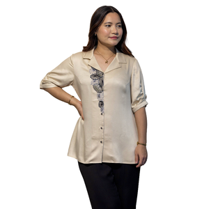 Camisa de Mujer de Algodón Giza Beige Premium, Estilo Casual Elegante para Uso Diario, Proveedor - Product Image 1