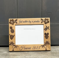 Cadre photo rectangulaire grand format en MDF brun naturel, à poser au mur ou sur table, impression UV personnalisable, fabriqué en Inde