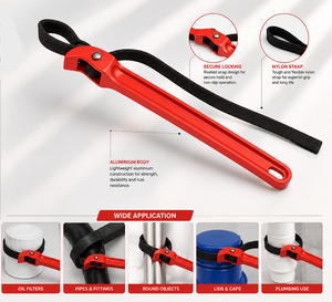 Clé à filtre robuste avec corps en aluminium et sangle en nylon pour filtres à huile, tuyaux, raccords, plomberie et projets de bricolage - Product Image 2