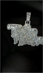 Collar con Colgante de Nombre Personalizado con Incrustaciones de Moissanita VVS, para Hombre, Oro de 18K, Moissanita Baguette, Estilo Hip Hop - Product Image 3