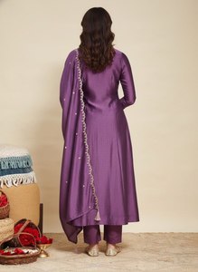 Zain Exports Pair Top Bottom Salwar Kameez Vichitra <b>Silk</b> <b>Fabric</b> Embroidery Detail Quick Dry Casual Party Wear Women All Seasons - Product Image 5