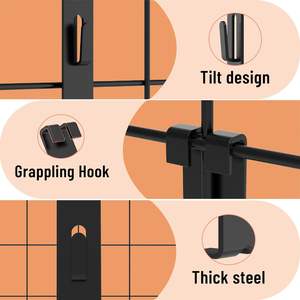 HUHOLE 32 crochets noirs pour grille murale, en plastique durable, fixation murale, capacité jusqu'à 9,9 lb - Product Image 6